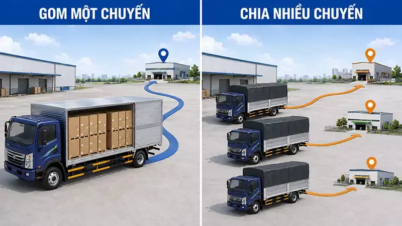 Giao hàng số lượng lớn nên gom hay chia nhiều chuyến?